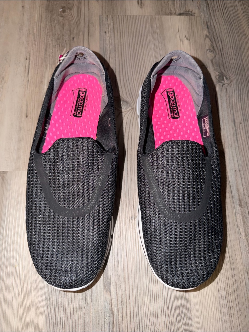 Skechers Women's Black Knit Slip-On Sneakers with Pink Insoles 9